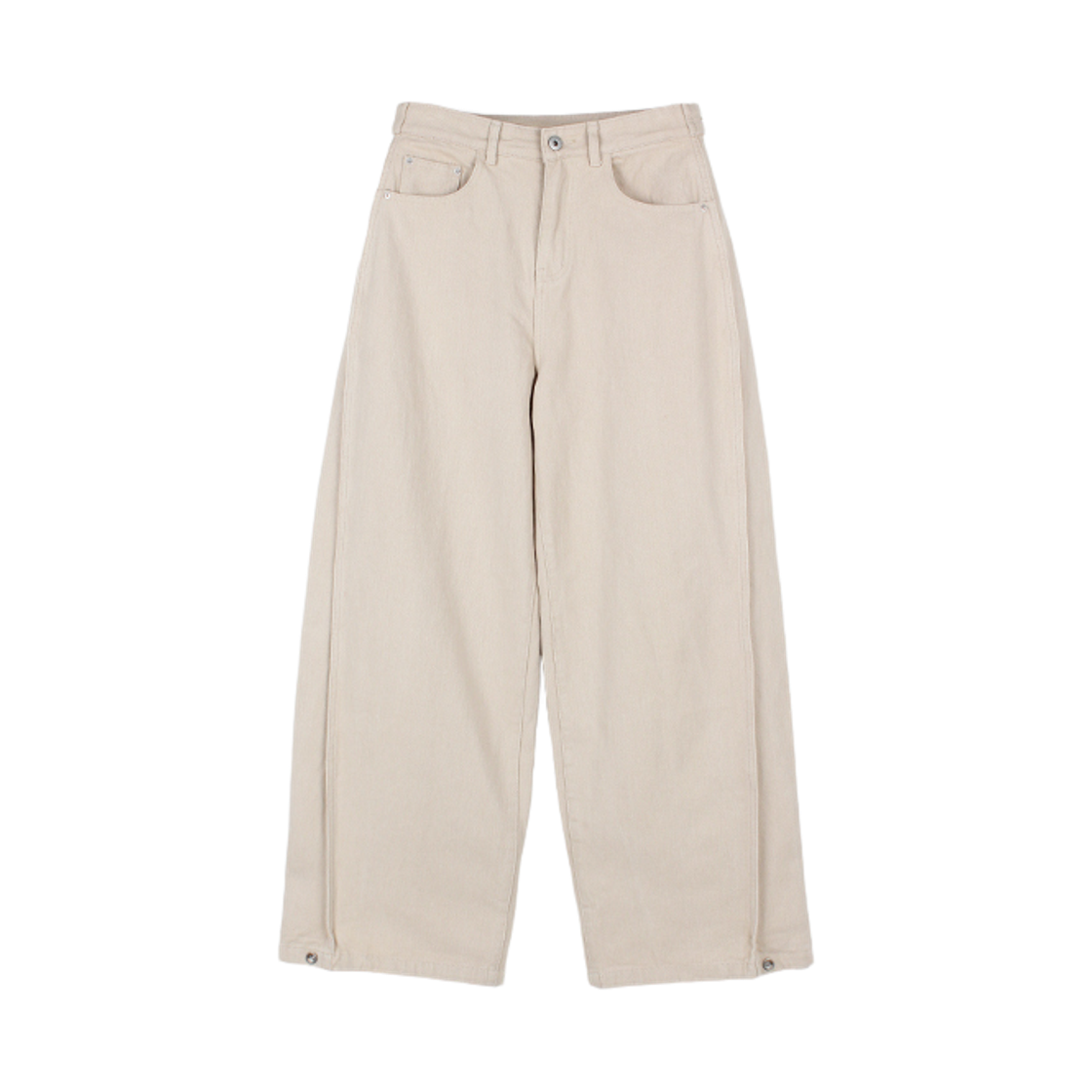 지크립 벌룬핏 비조 스냅 와이드 코튼팬츠 베이지(GCLIP Balloon Fit Bijo Snap Wide Cotton Pants Beige)