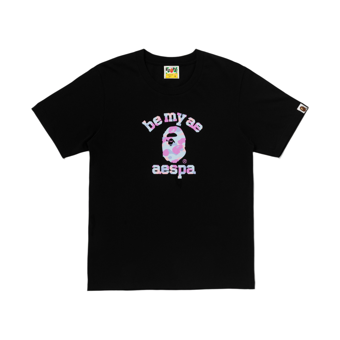 베이프 x 에스파 컬리지 릴렉스드 핏 티셔츠 블랙(BAPE x Aespa College Relaxed Fit T-Shirt Black)
