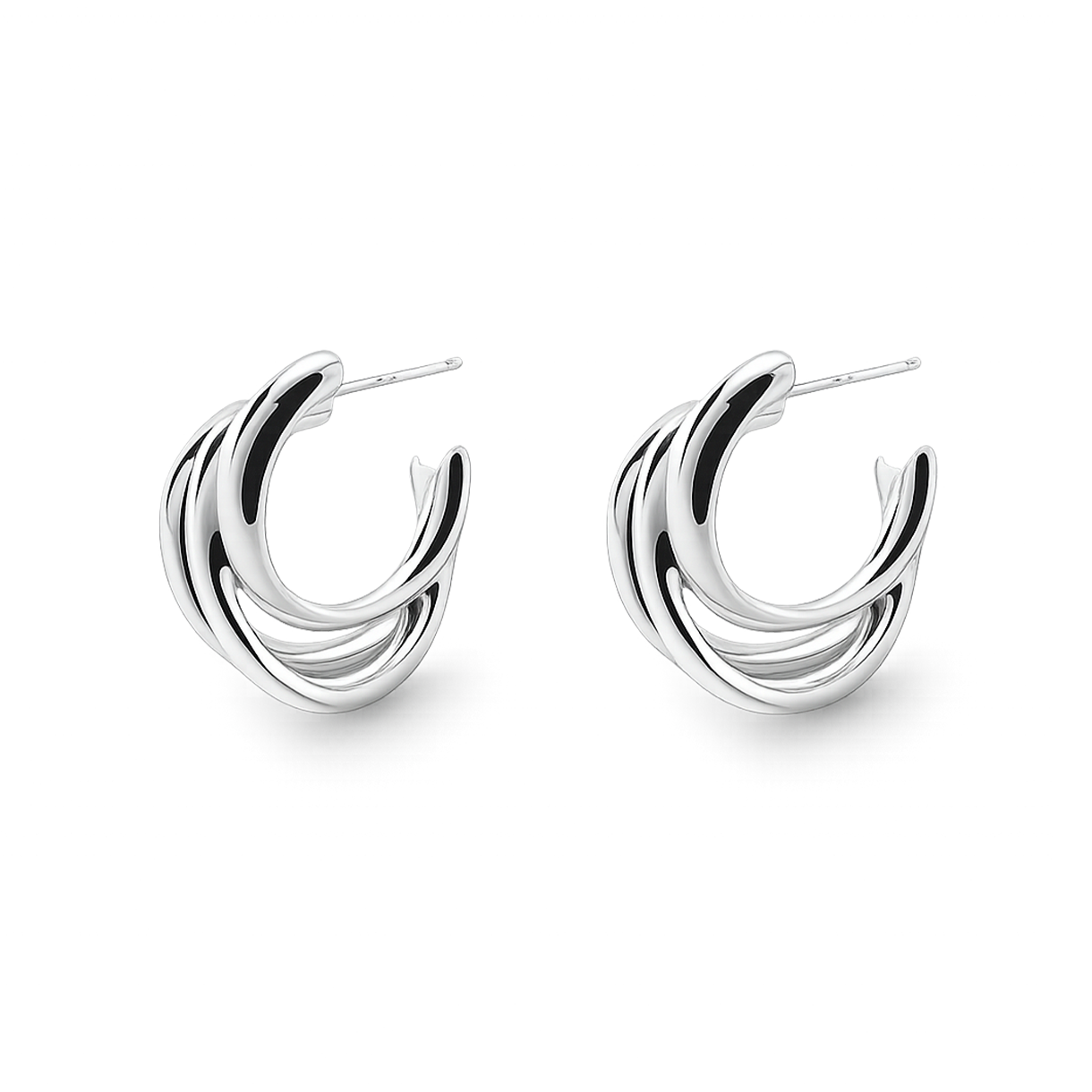 휴스타드 250 라운드 레이어 실버 이어링(HUSTAD 250 ROUND LAYER SILVER EARRING) - 2