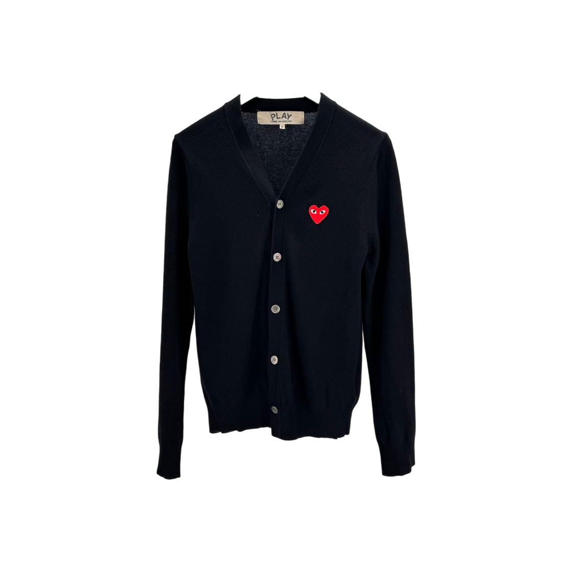 ITKMML56DI2D Comme des Garcons Red Patch Cardigan Black