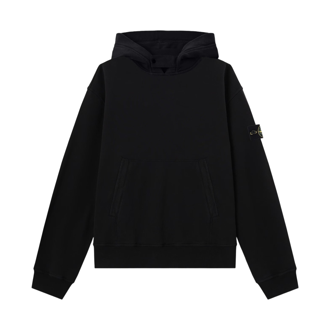 L2S1561000-23S0A20-V0029 Stone Island 6100023 Brushed Organic Cotton Fleece Oversized Fit Zip-Up Hooded Sweatshirt with Pouch Pocket Black - 26FW