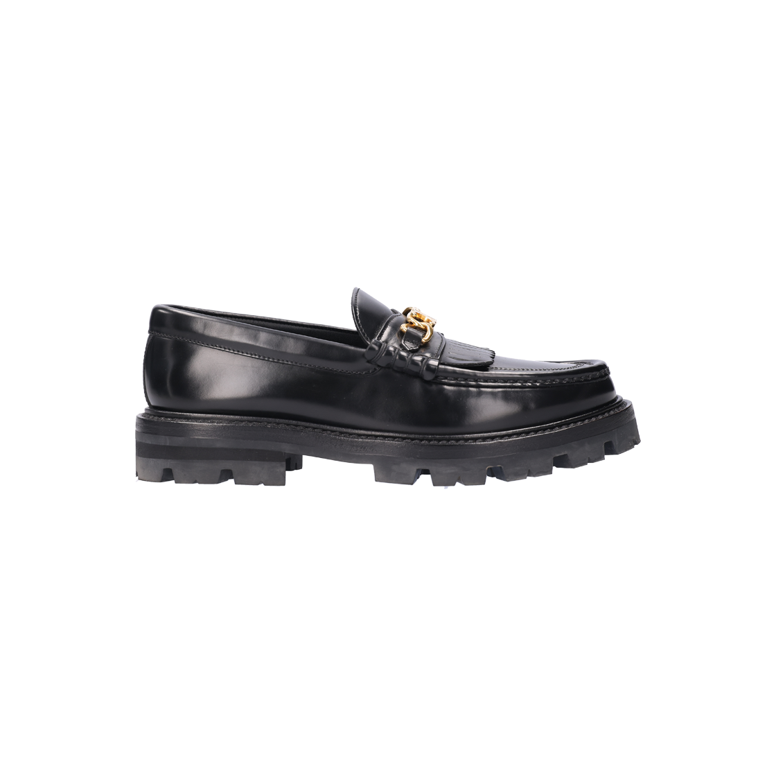 ITGQ25OOIF7K Celine Polished Bull Triumph Chain Margaret Loafers Black