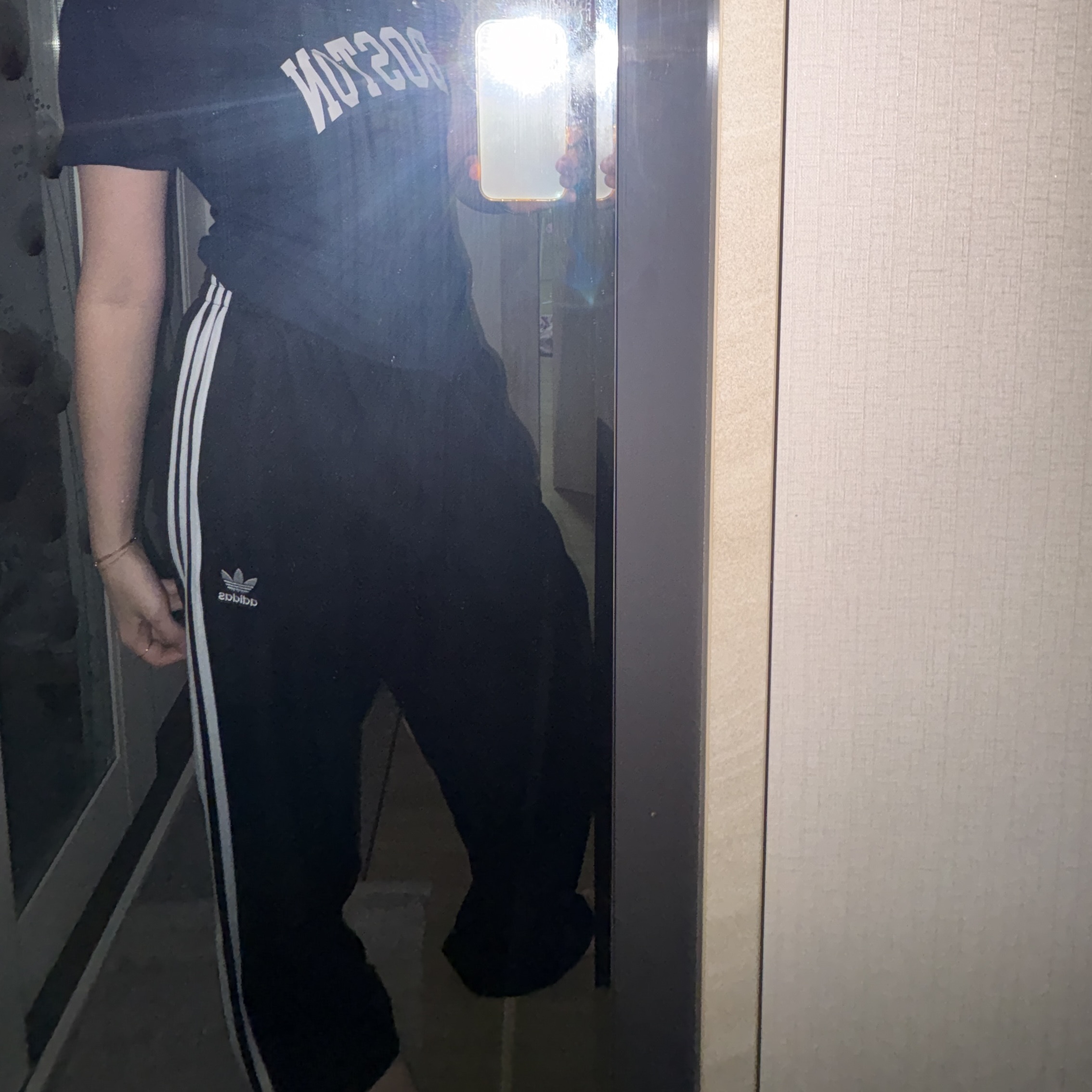 Adidas Adicolor Baggy Fit Firebird Track Pants Black - KR Sizing 착용 스타일