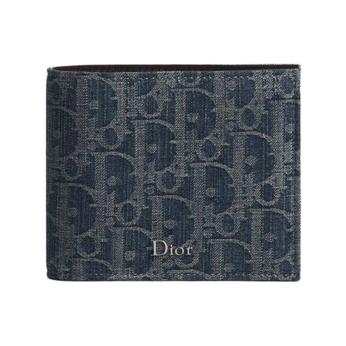 2ESBH096DWS-H16E Dior Bi-Fold Wallet Dior Oblique Denim Jacquard & Smooth Calfskin Blue Brown