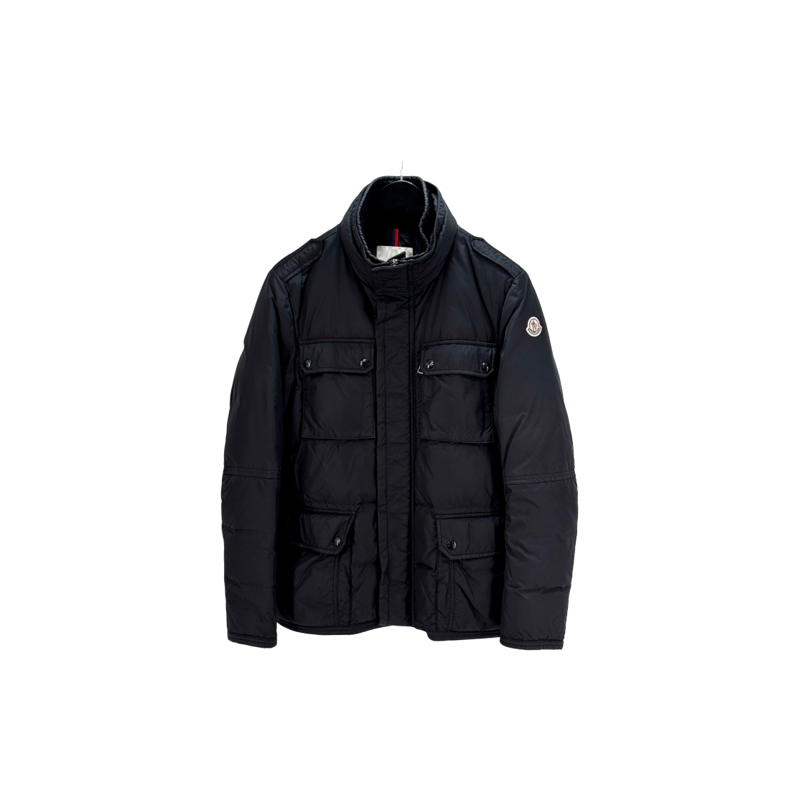 ITLTSTE7I6U7 Moncler Shoulder Patch Padded Zip Up Jacket Black