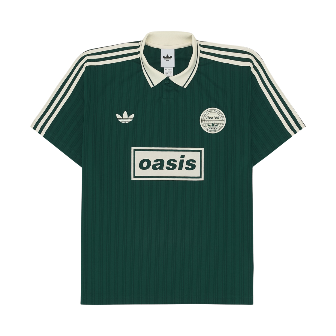 아디다스 x 오아시스 투어 자카드 저지 컬리지에이트 그린 크림 화이트 - KR 사이즈(Adidas x Oasis Tour Jacquard Jersey Collegiate Green Cream White - KR Sizing)