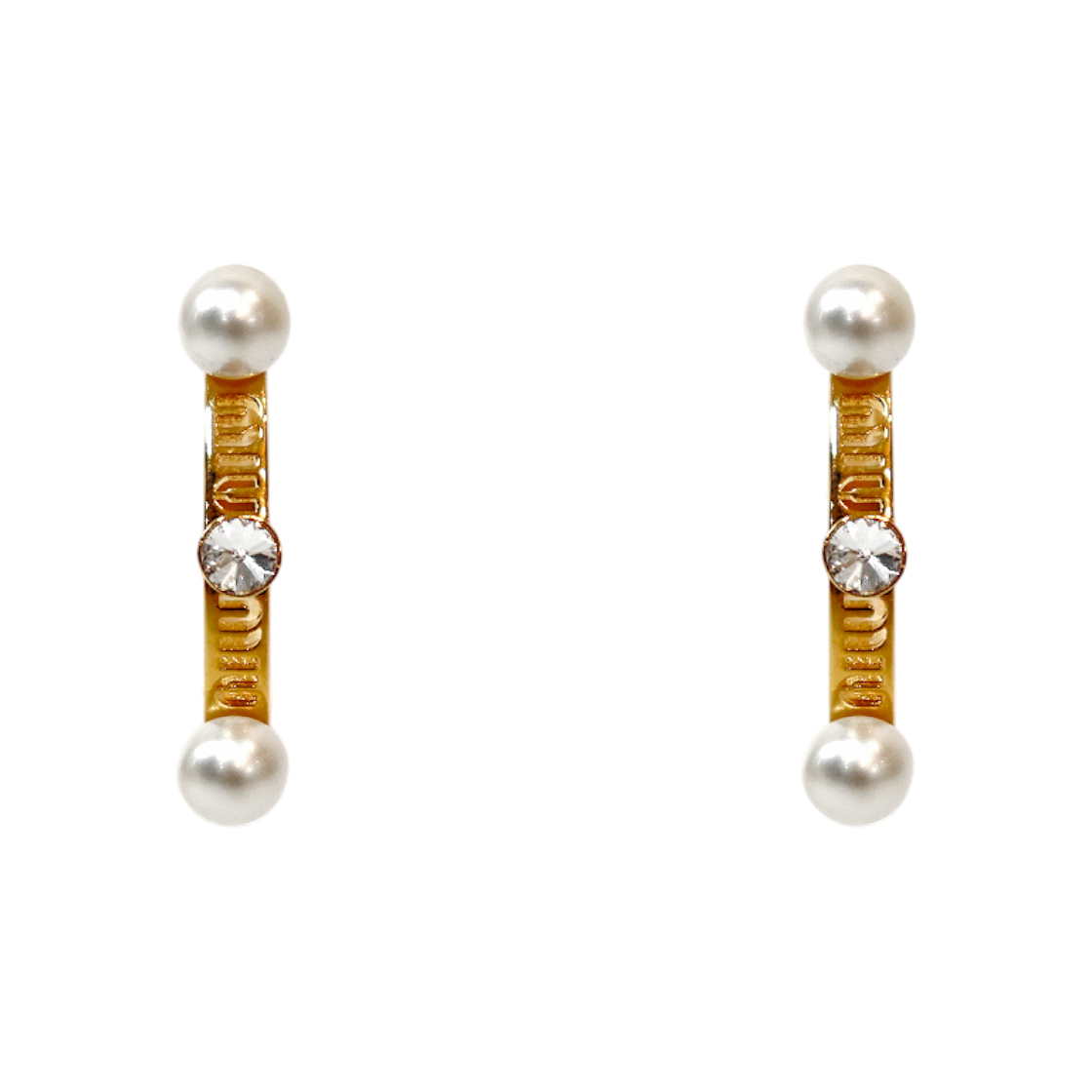 ITB43F5KBVAH Miu Miu Pearl Embellished Hoop Earrings C-B63152