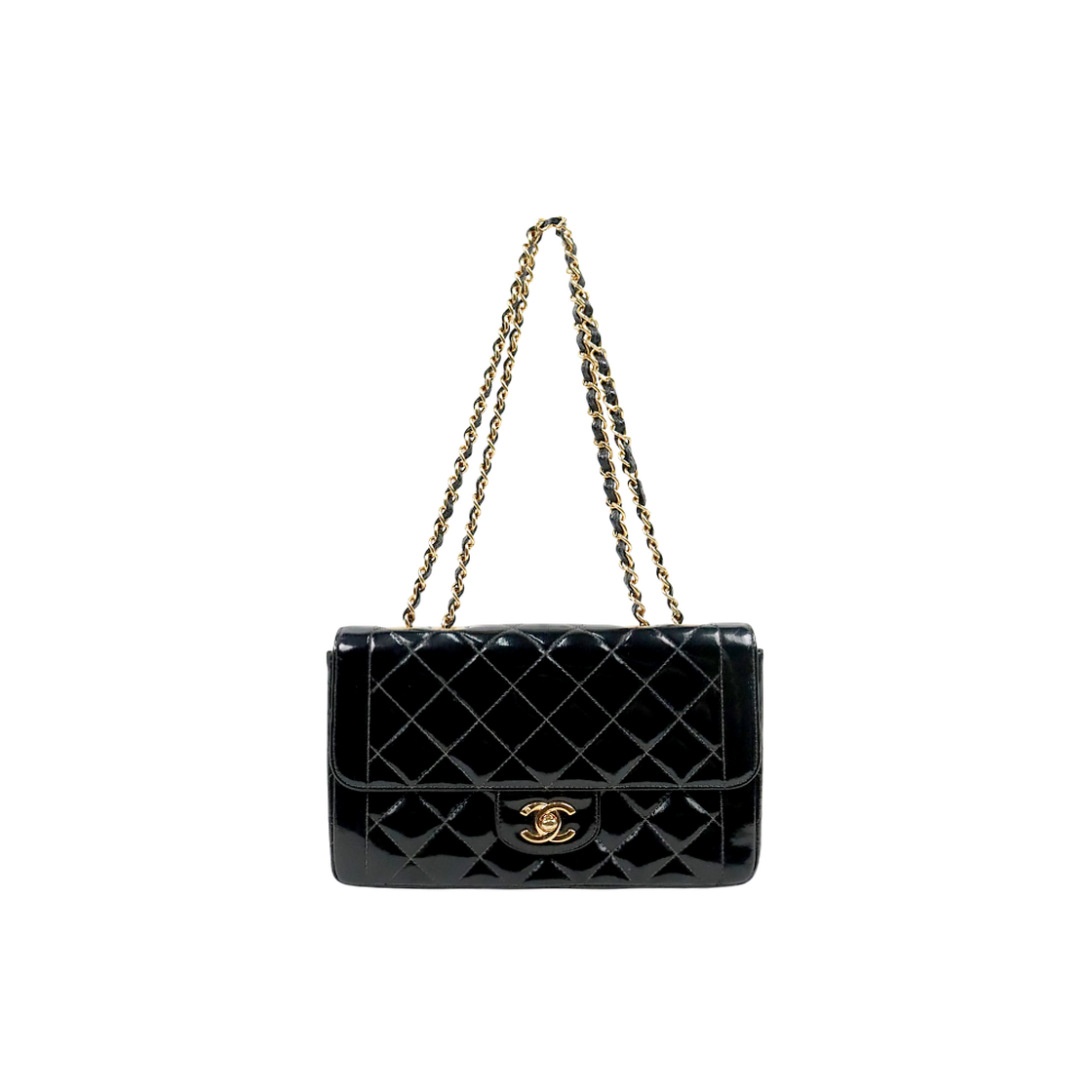 샤넬 블랙 페이던트 퀼팅 CC 플랩 숄더백 A-A61983(Chanel Black Patent Quilted CC Flap Shoulder Bag A-A61983) - 1