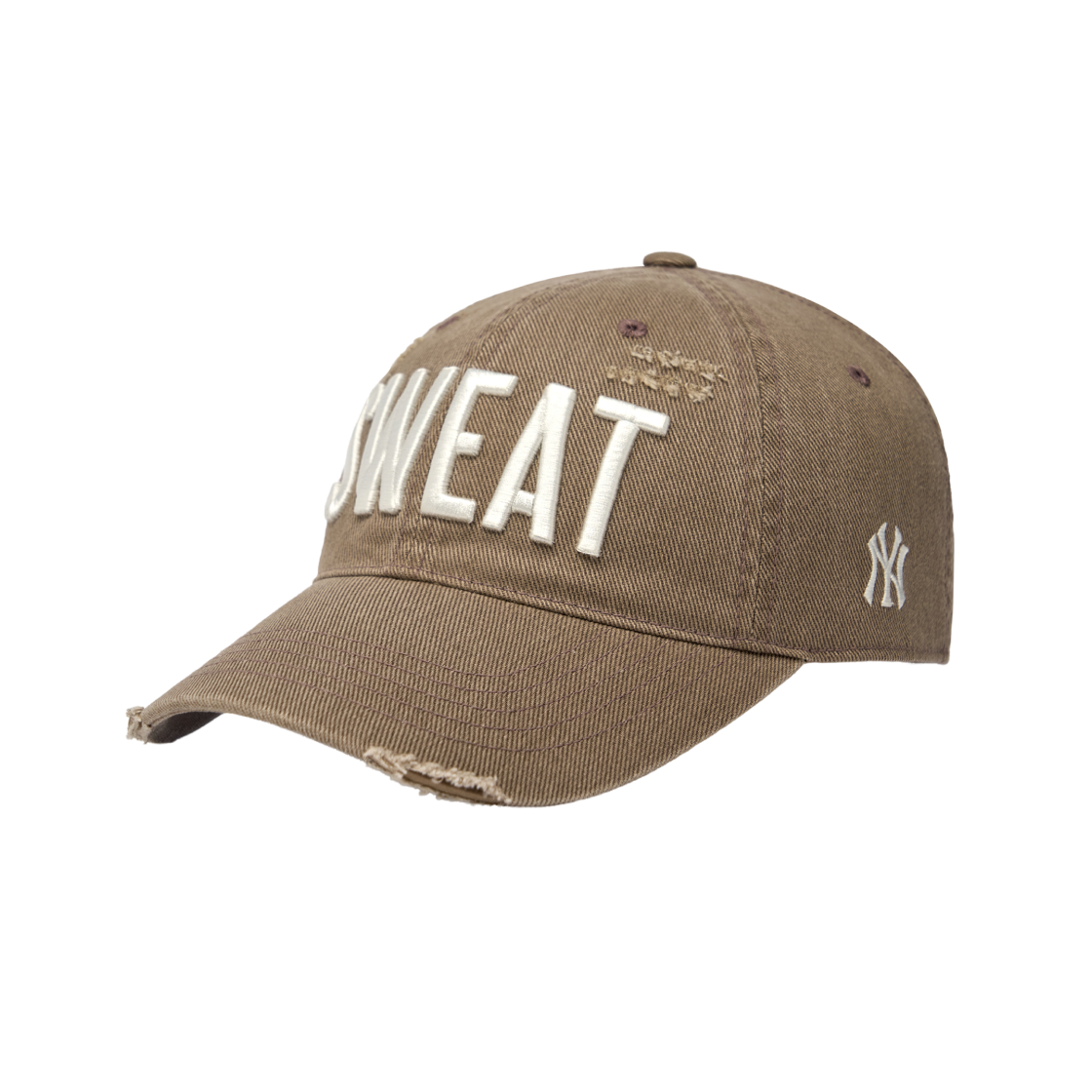 MLB x 키스 오브 라이프 뉴욕 양키스 데미지 워싱 언스트럭쳐 볼캡 브라운(MLB x Kiss Of Life New York Yankees Damage Washing Unstructured Ball Cap Brown)