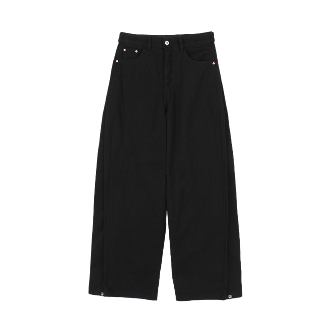 지크립 벌룬핏 비조 스냅 와이드 코튼팬츠 블랙(GCLIP Balloon Fit Bijo Snap Wide Cotton Pants Black)