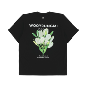 Wooyoungmi Flower Print Back Logo T-Shirt Black - 22SS