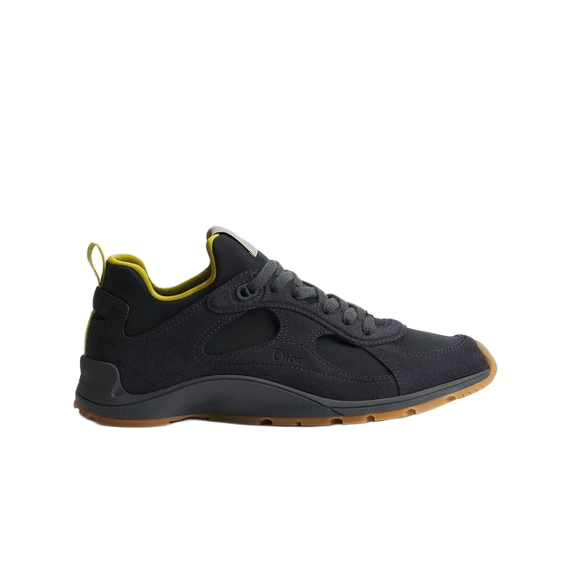 3SN352ACU-H895 Dior Mile Sneakers Suede Calfskin & Neoprene Deep Gray Yellow