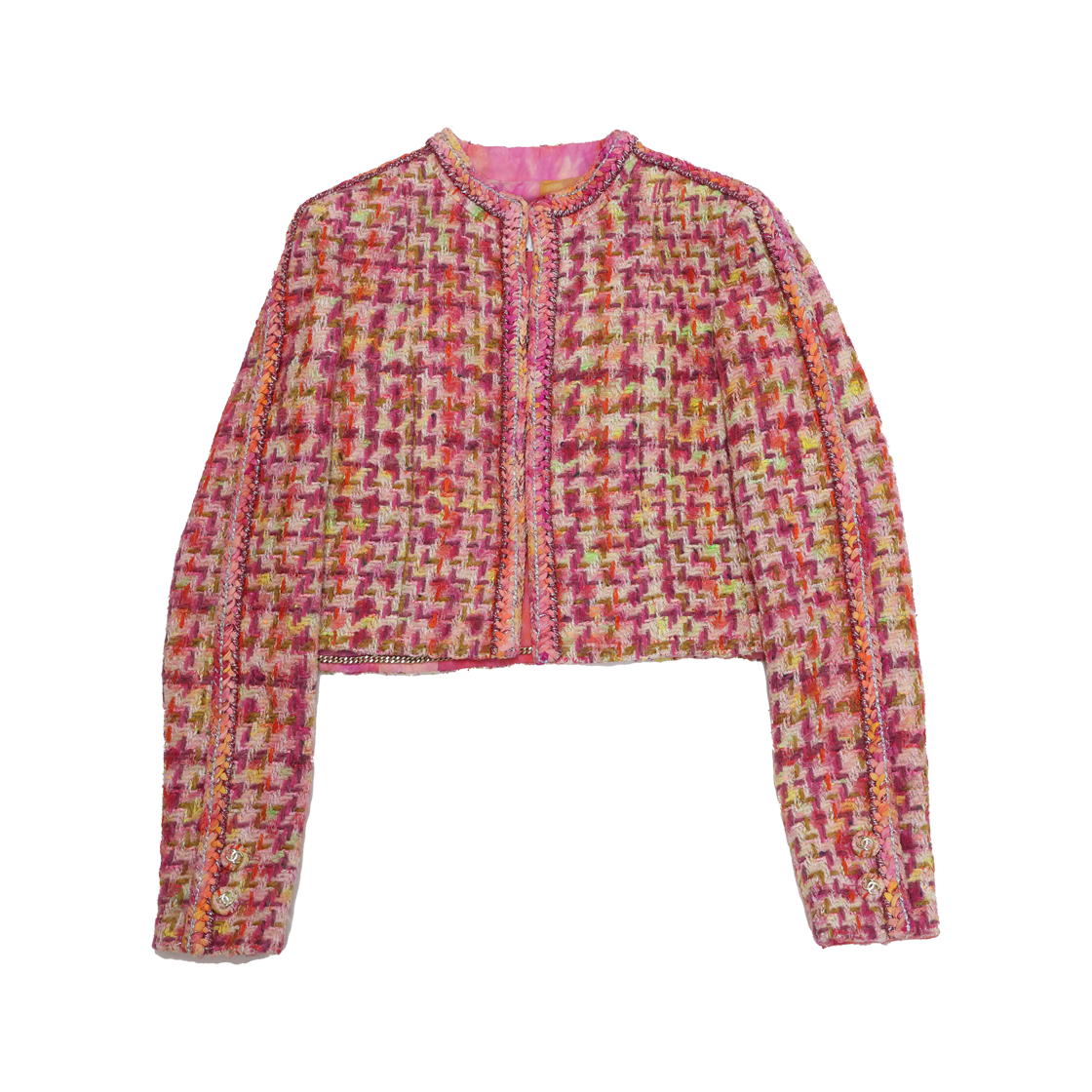 ITTGNK3JFC53 Chanel Tweed Blazer Jacket in Pink & Orange