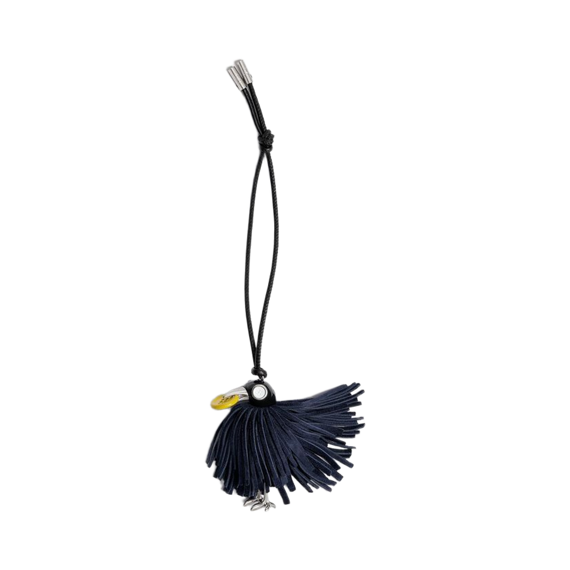 2ESKH714AAE-H520 Dior Crow Bag Charm Suede Calfskin & Antique Silver Finish Brass Navy Blue Antique Silver