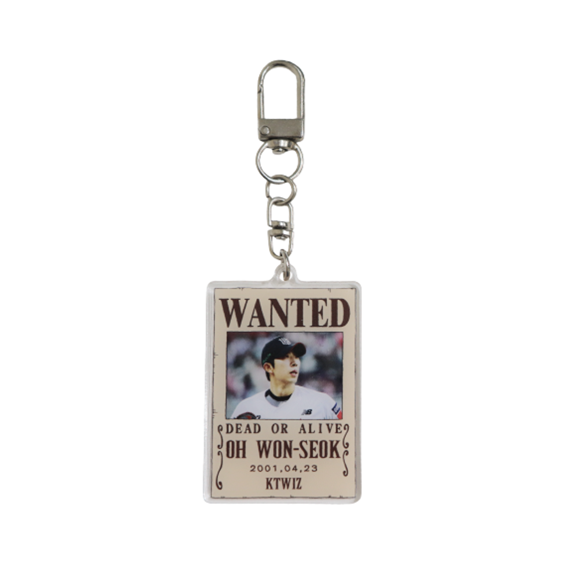 KT 위즈 x 원피스 아크릴 수배지 키링 오원석(KT Wiz x One Piece Acrylic Wanted Poster Keyring Oh Won-Seok)