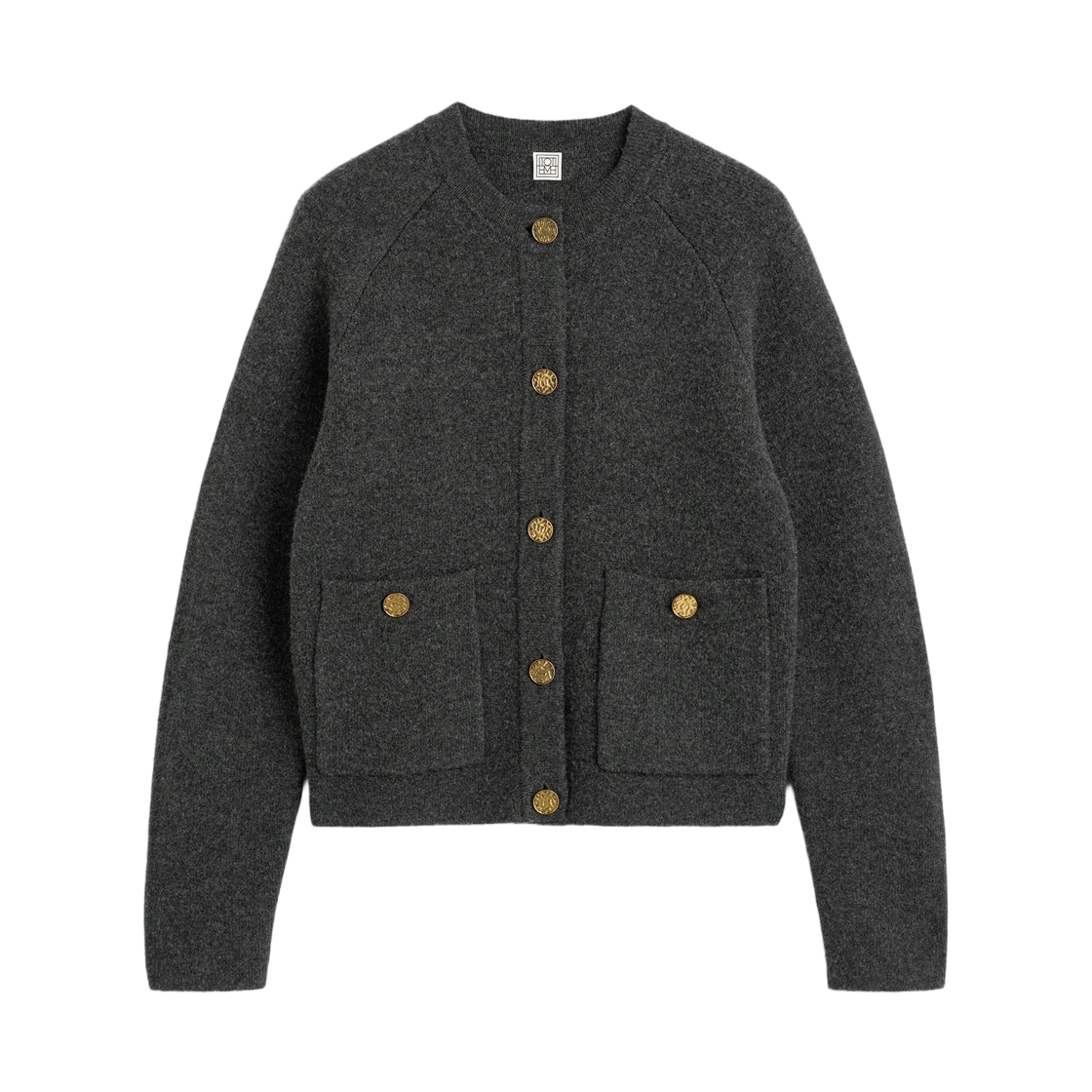 (W) 토템 해머드 버튼 가디건 차콜((W) Toteme Hammered Button Cardigan Charcoal)