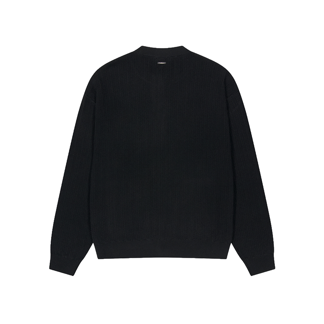 지오송지오 셈블런스 헤링본 카라리스 가디건 블랙 ZI5KT801BK(ZIOSONGZIO SEMBLANCE Herringbone Collarless Cardigan Black) - 2