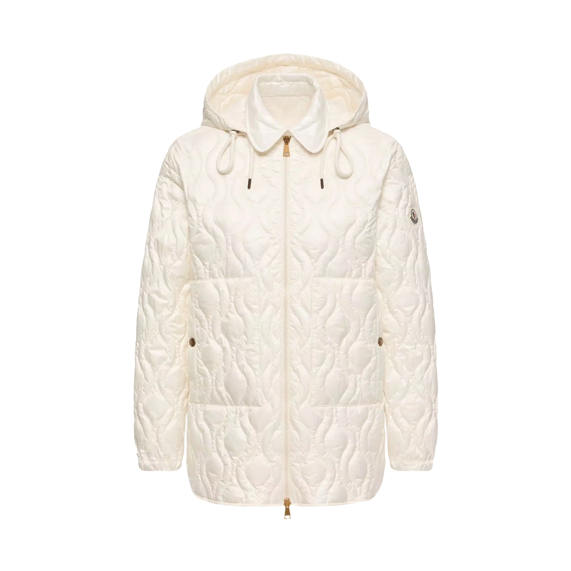L2-093-1A00002-597YG-034 (W) Moncler Balette Geometric Quilted Mid Length Down Jacket White