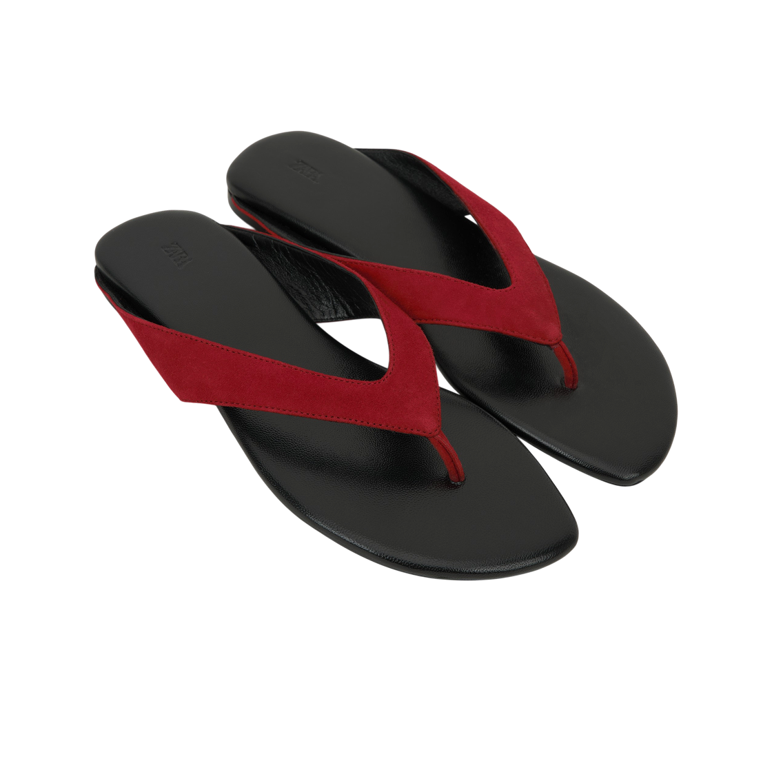 (W) 자라 레더 플랫 샌들 레드((W) Zara Leather Flat Sandal Red) - 4