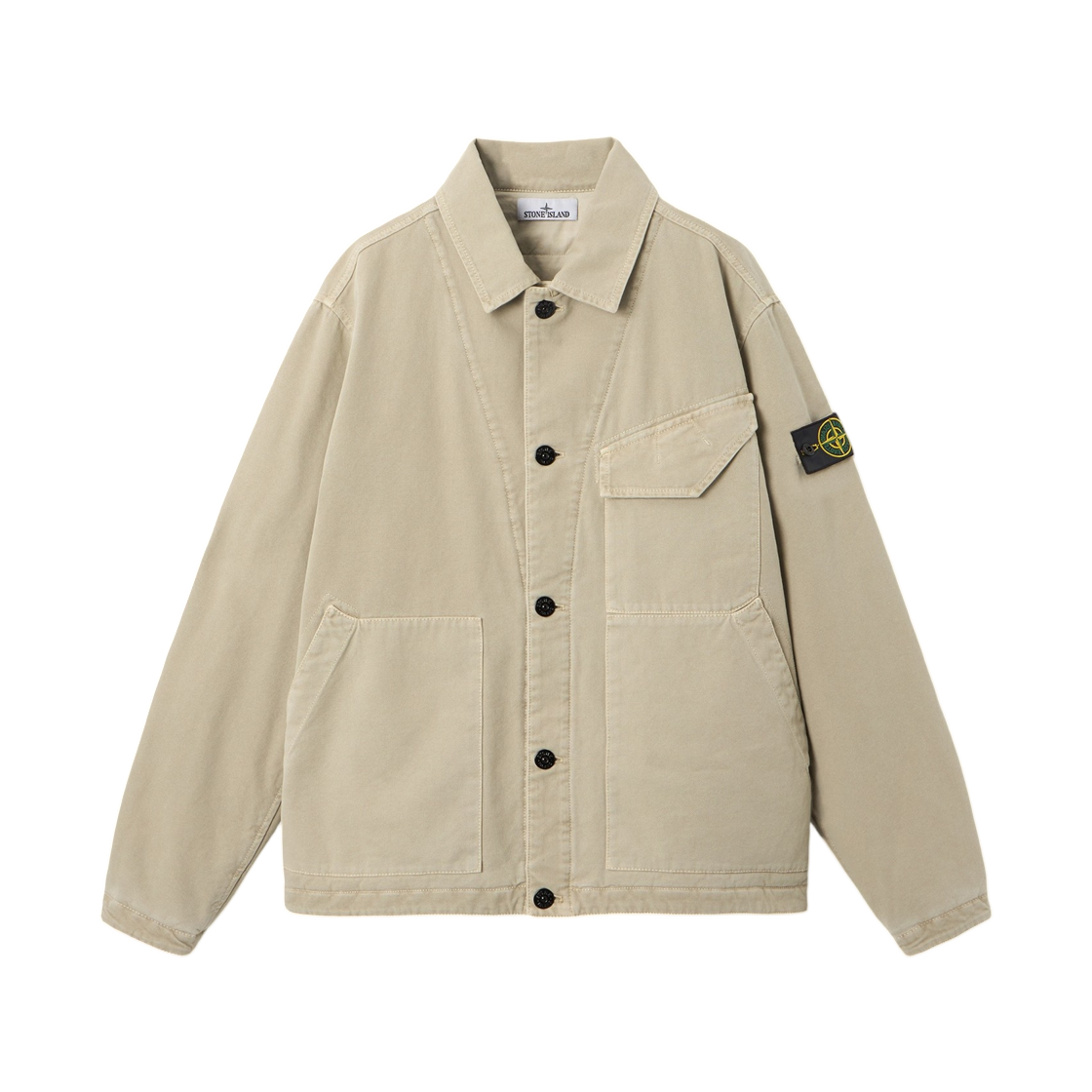 L2S1541000-48S0184-V0195 Stone Island 4100048 Organic Panama Cotton Old Effect Padded Coach Jacket with Anti-Drop Finish Sand - 26FW