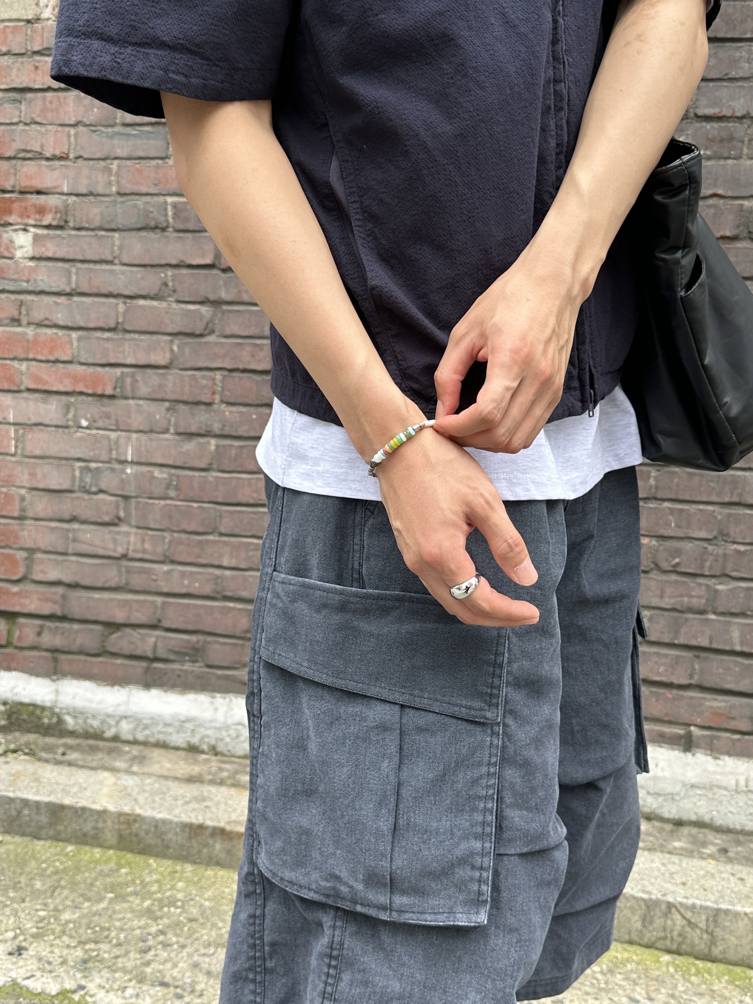 Millo Archive Rig Zip-Up Shirt Navy, Millo Archive Rig Zip-Up Shirt Blue Gray 착용 스타일 - 3