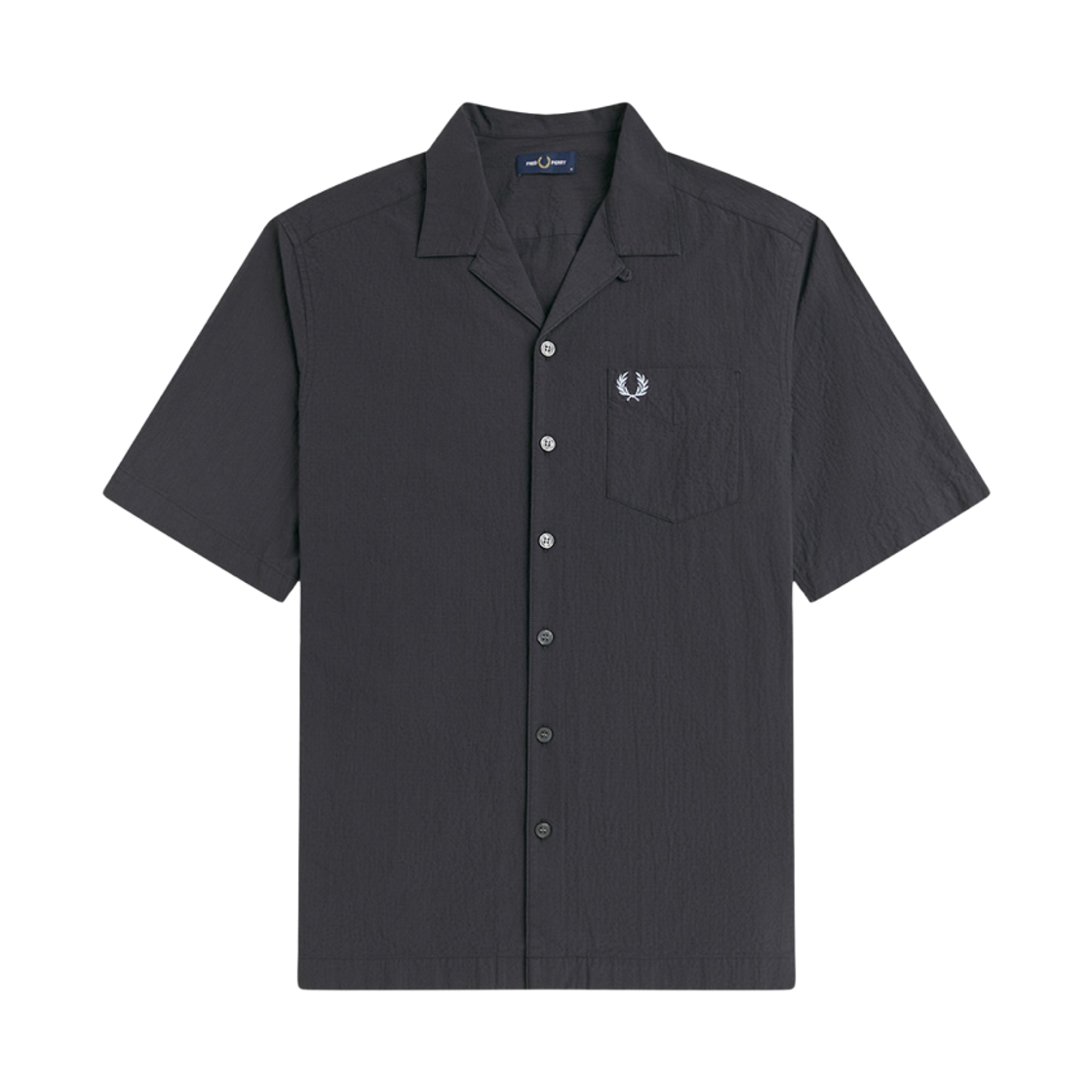 AFPM2612471-297 Fred Perry Seersucker Revere Collar Shirt Anchor Grey