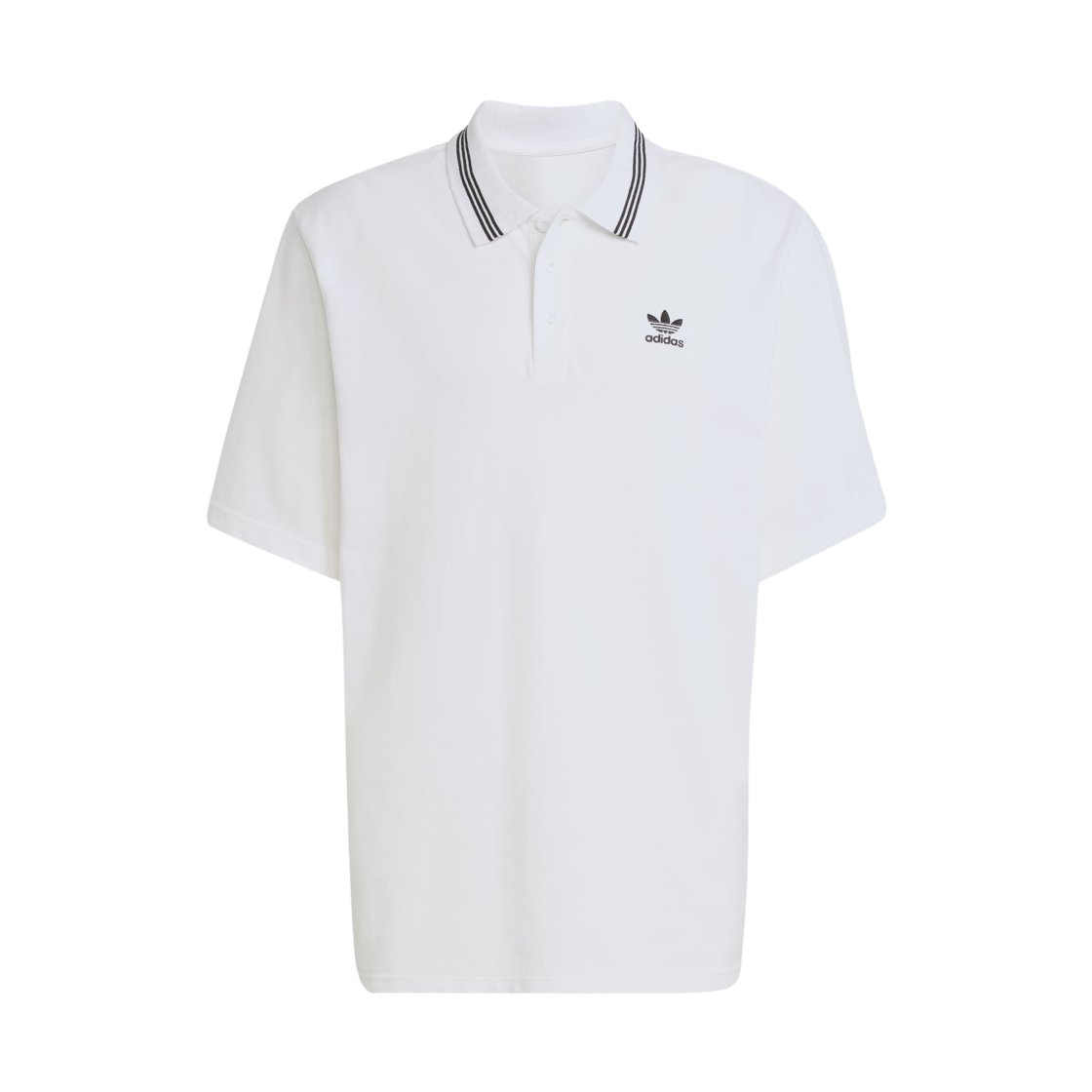JW5898 Adidas Adicolor Loose Fit Polo White Black - KR Sizing