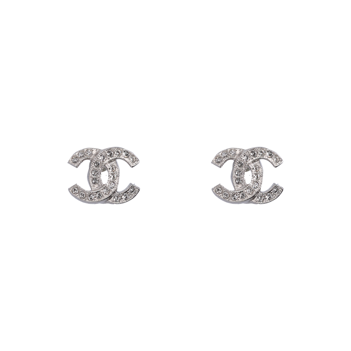 ITAFSB6AST8M Chanel ABE100 Metal Strass & Silver Crystal Earrings