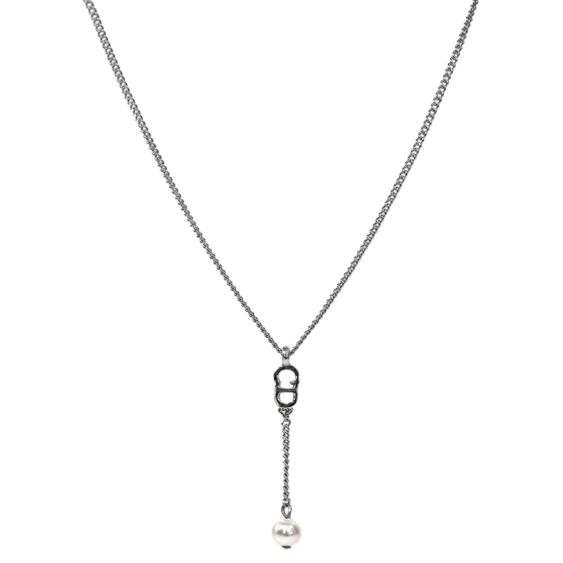 ITCV2BMP7CND Dior Pearl Drop Vertical CD Silver Necklace A-B62759