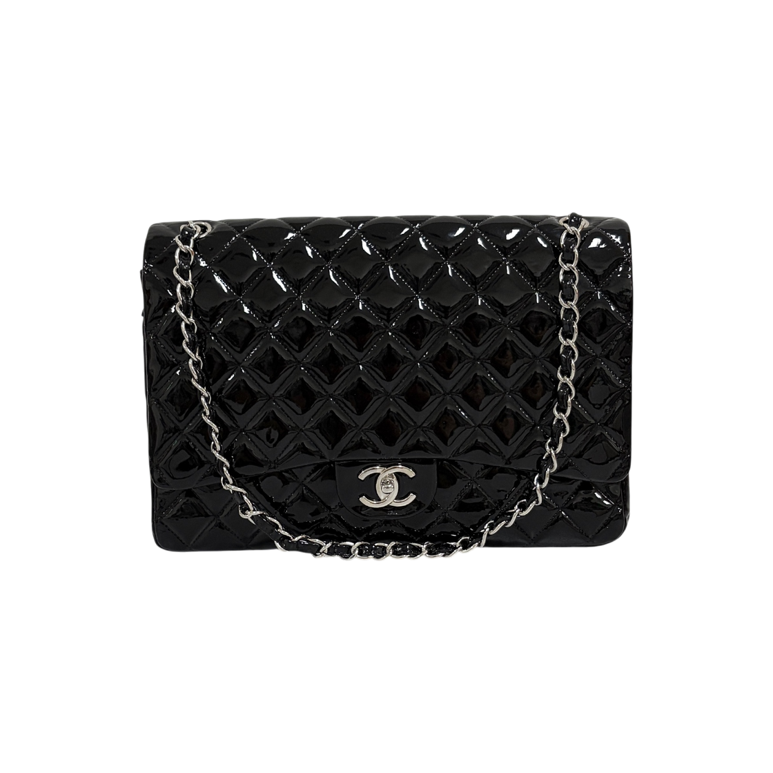 샤넬 클래식 페이던트 은장 숄더백 블랙(Chanel Classic Patent Silver Shoulder Bag Black)