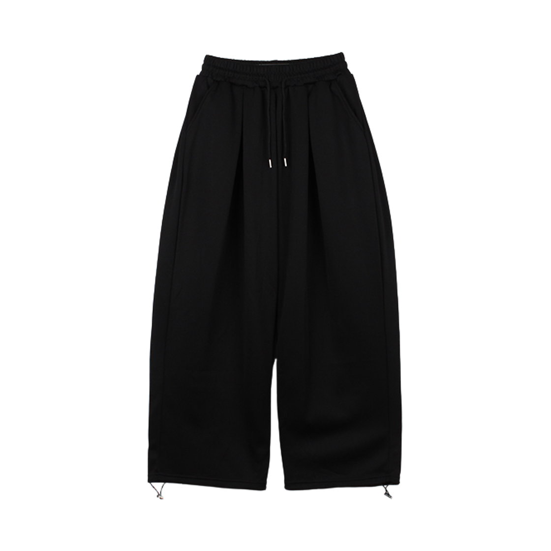 GC투턱 와이드 스트링 팬츠-블랙 GCLIP Double Pintuck String Wide Training Sweat Pants Black