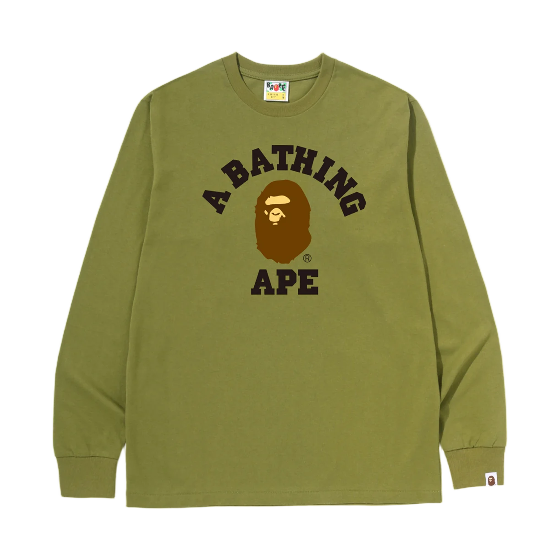 - BAPE College L/S T-Shirt Olivedrab