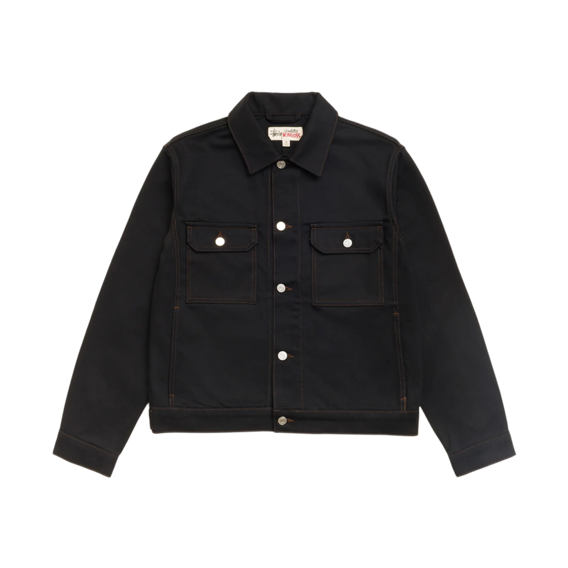 115980 Stussy Denim Trucker Jacket Raw Black Contrast Stitch