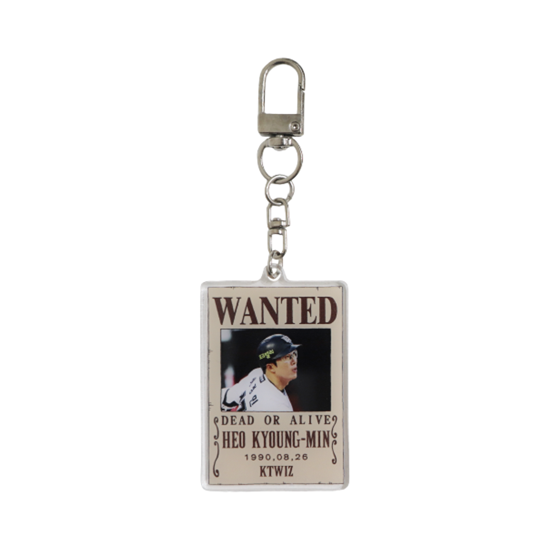 KT 위즈 x 원피스 아크릴 수배지 키링 허경민(KT Wiz x One Piece Acrylic Wanted Poster Keyring Hur Kyoung-Min)