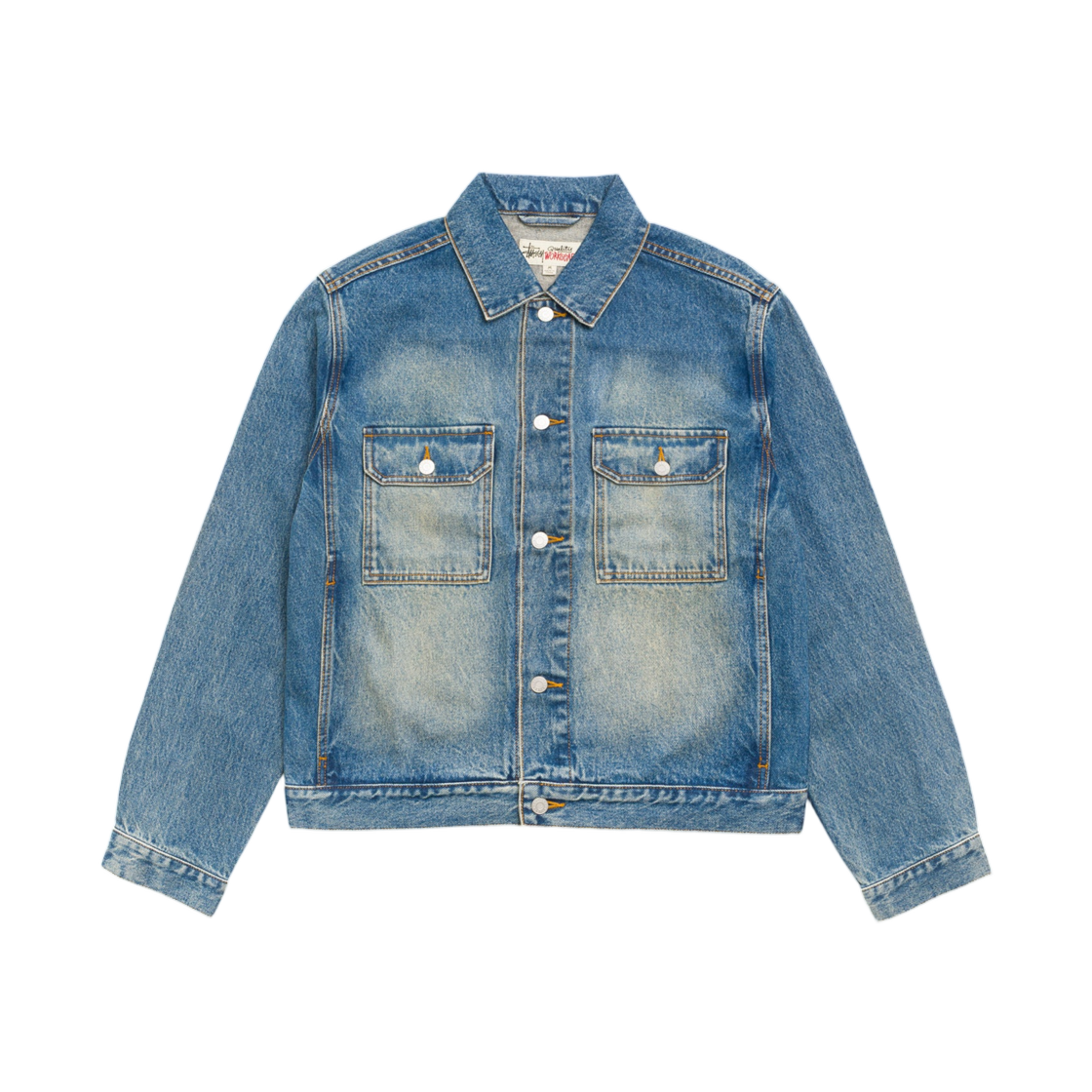 115981 Stussy Denim Trucker Jacket Dark Wash Indigo