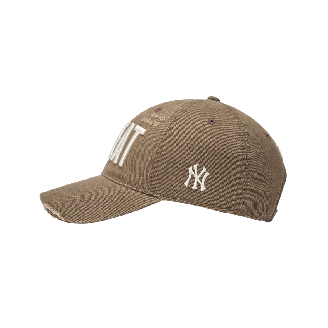 MLB x 키스 오브 라이프 뉴욕 양키스 데미지 워싱 언스트럭쳐 볼캡 브라운(MLB x Kiss Of Life New York Yankees Damage Washing Unstructured Ball Cap Brown) - 2