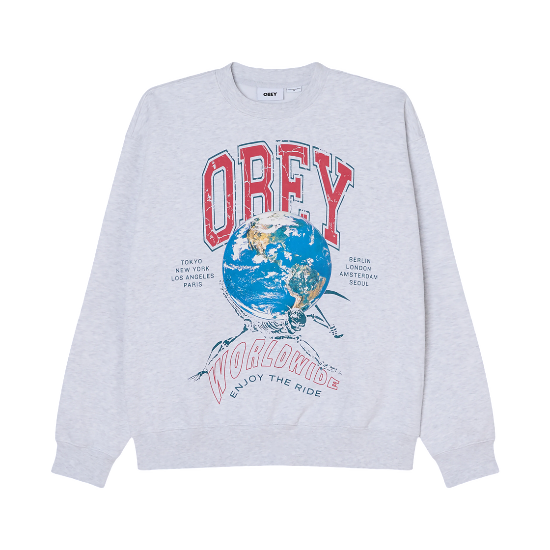 112864431 Obey Enjoy The Ride Crewneck Heather Grey
