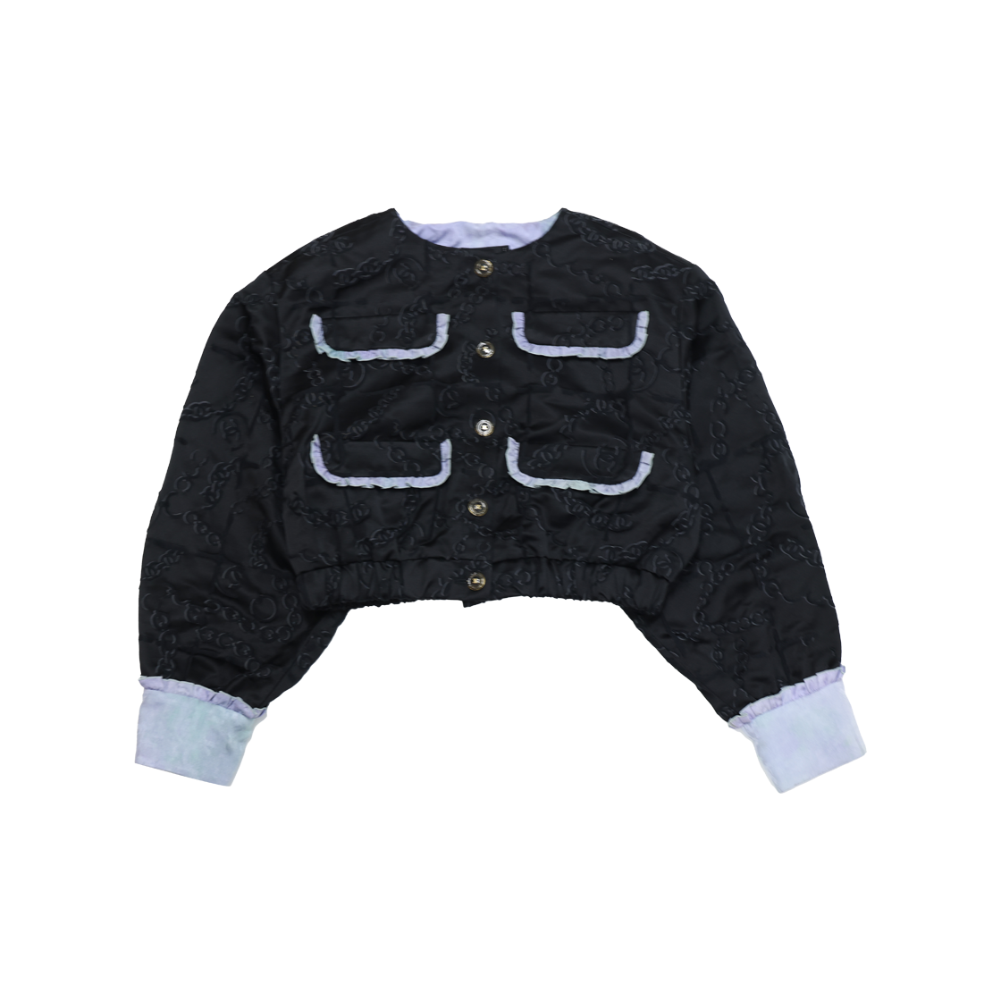 ITESQRR52D2N Chanel P72675 Quilted No Collar Jacket in Black