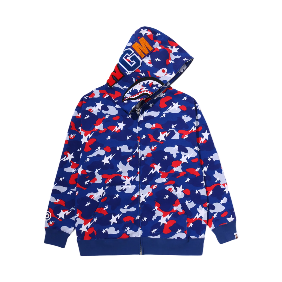 - BAPE Sta Strike Camo Shark Relaxed Fit Full Zip Hoodie Blue