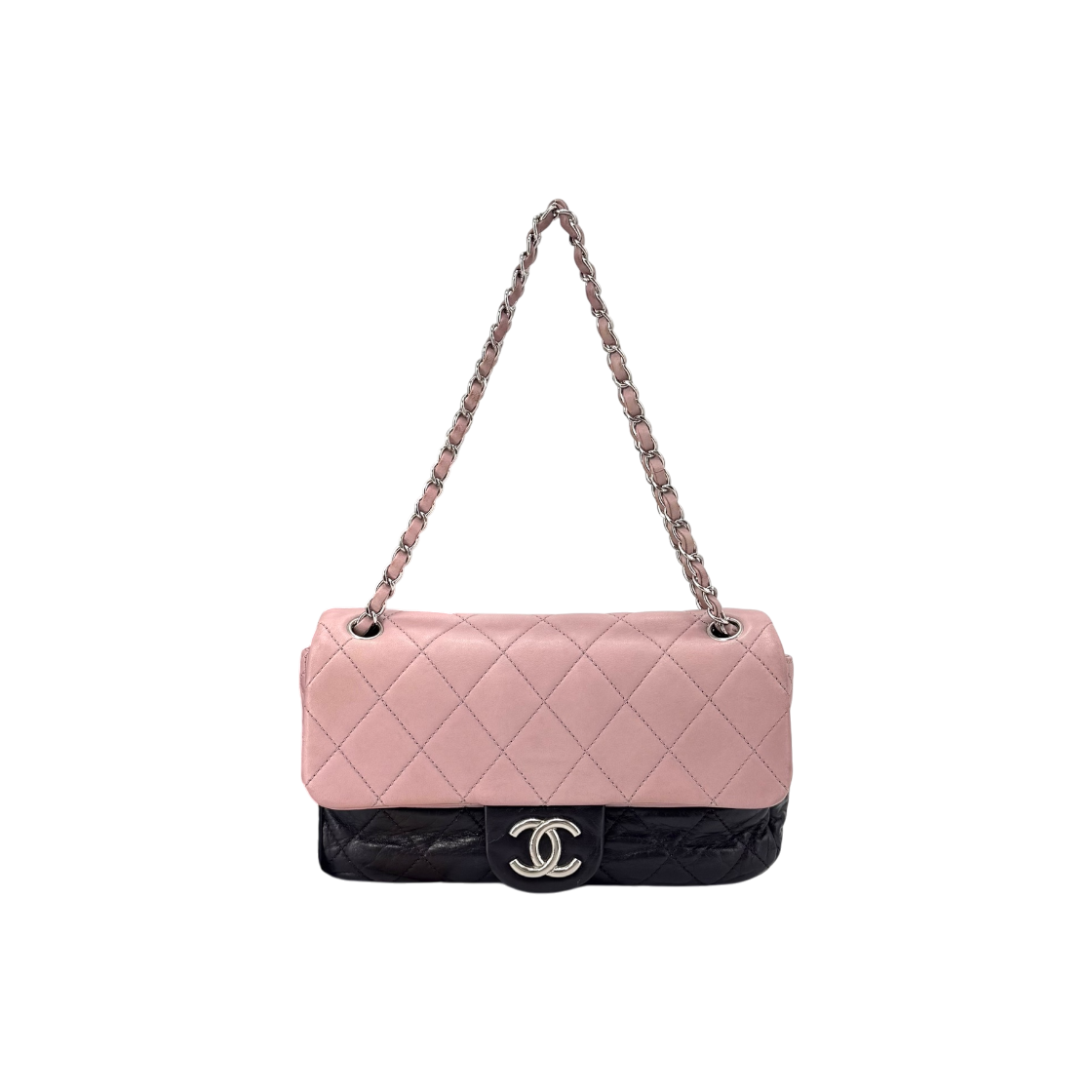 샤넬 플랩 은장 로고 더블 체인 숄더백(Chanel Silver Logo Double Chain Flap Shoulder Bag)