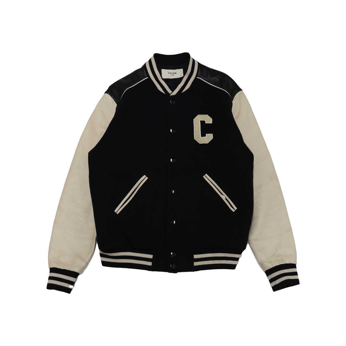 ITP3C3LDPGM9 Celine Classic Teddy Jacket in Textured Black Wool