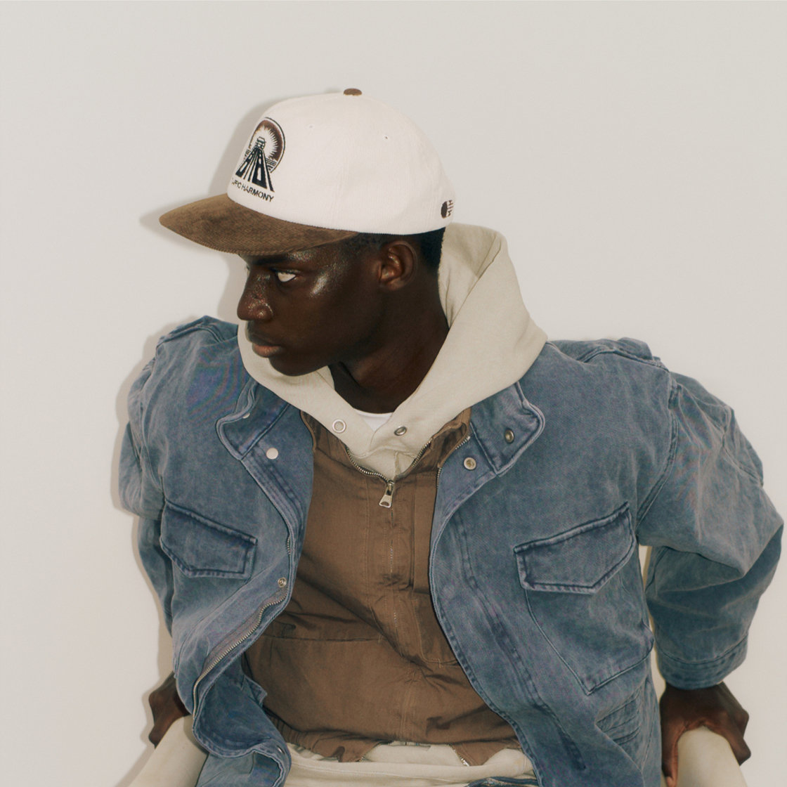 트래픽하모니 코듀로이 드라이브 로고 딥핏 5패널 캡 아이보리&브라운(Traffic Harmony Corduroy Drive Logo Deep Fit 5-Panel Cap Ivory & Brown) - 3