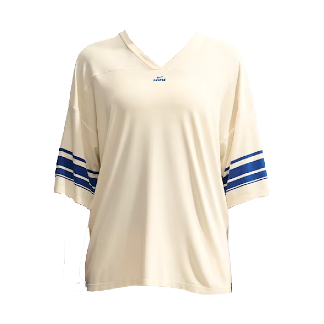 IU2216-108 (W) NikeSKIMS Stretch Knit Oversized V-Neck Top Ivory Cobalt