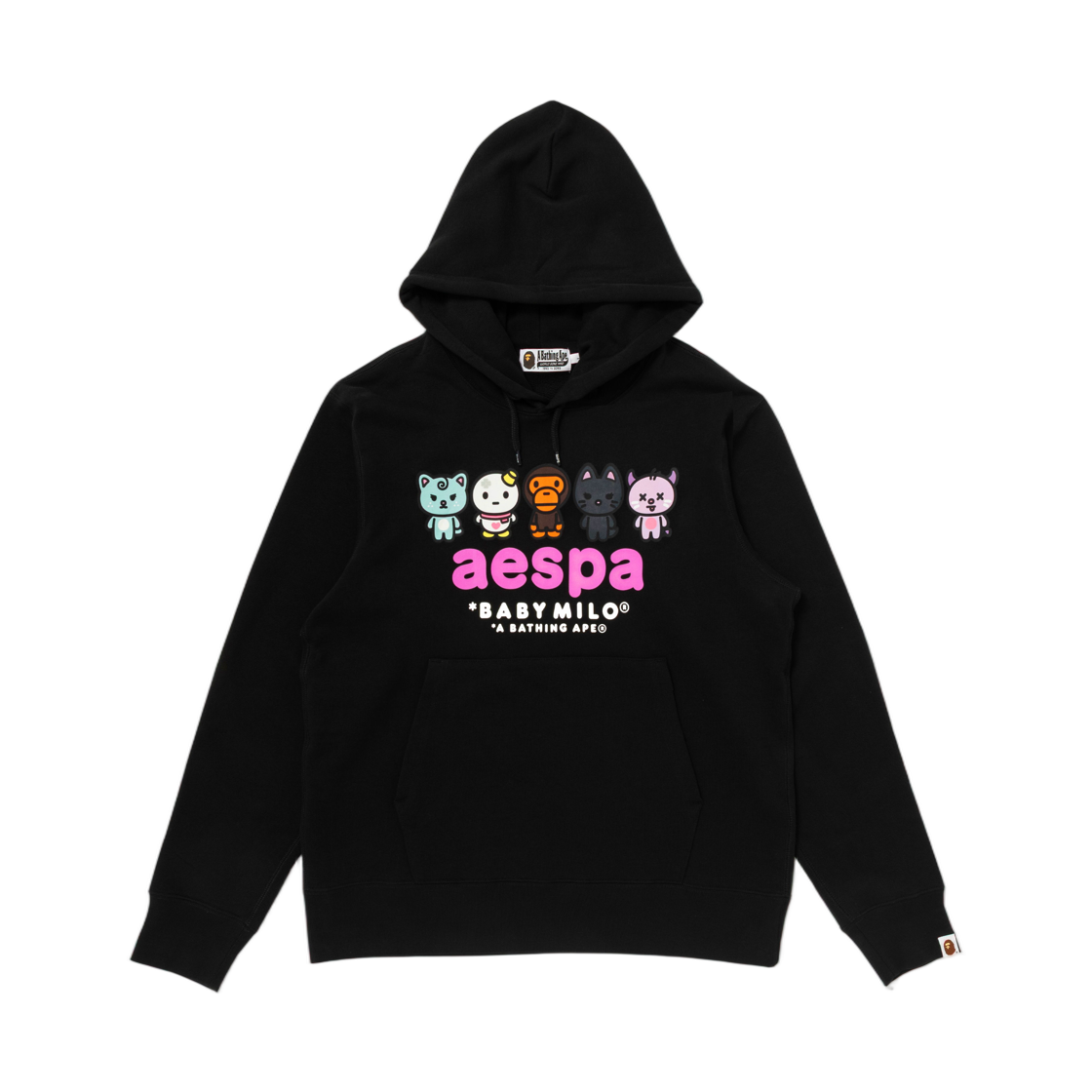 베이프 x 에스파 베이비 마일로 풀오버 후드 블랙(BAPE x Aespa Baby Milo Pullover Hoodie Black) - 1