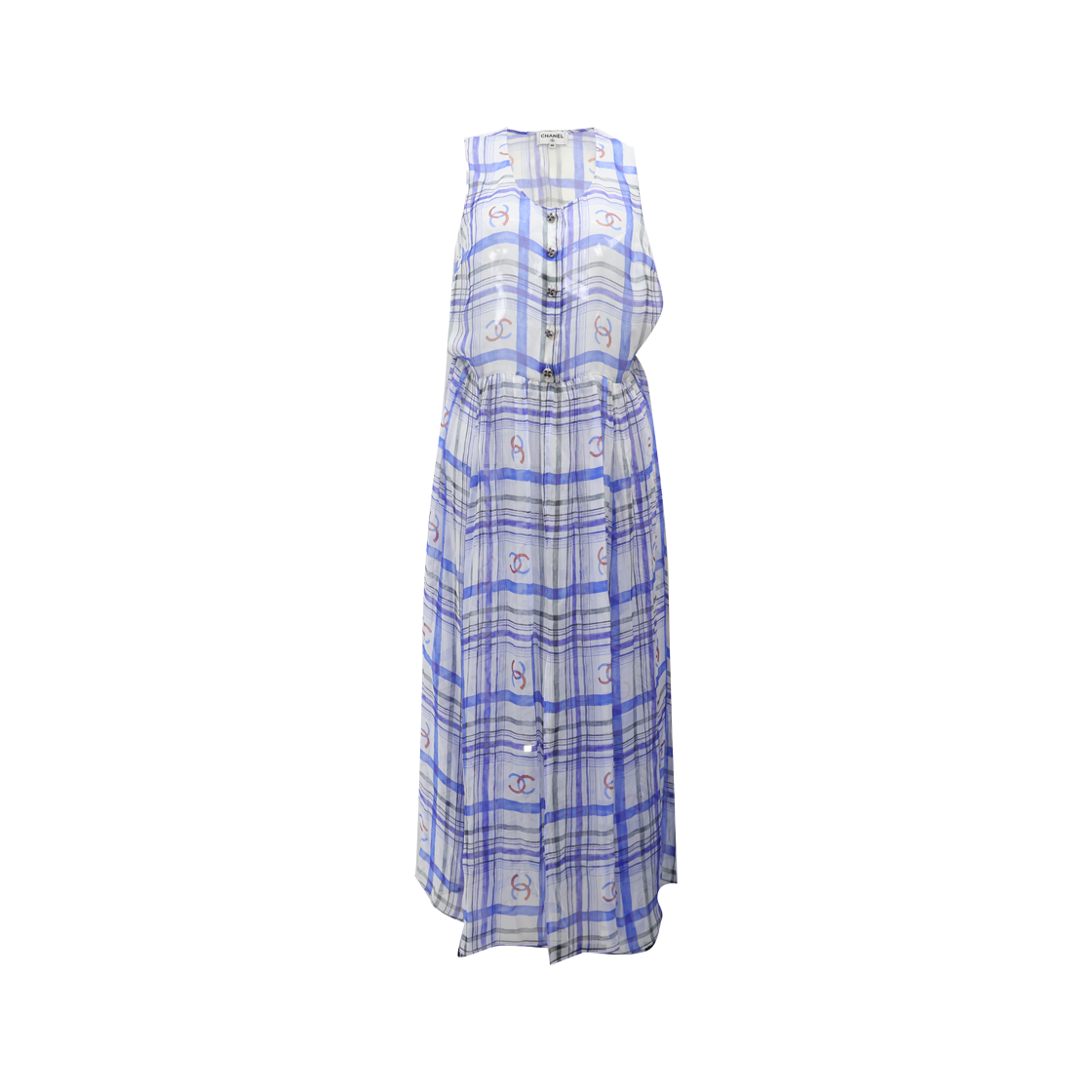 샤넬 P74457 로고 프린트 슬리브리스 드레스 실크(Chanel P74457 Logo Print Silk Sleeveless Dress)