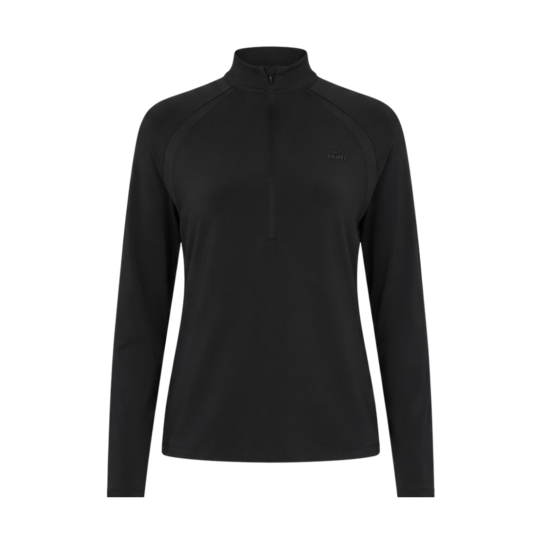 IU2215-054 (W) NikeSKIMS Stretch Knit Half Zip Long Sleeve Top Obsidian Igneous