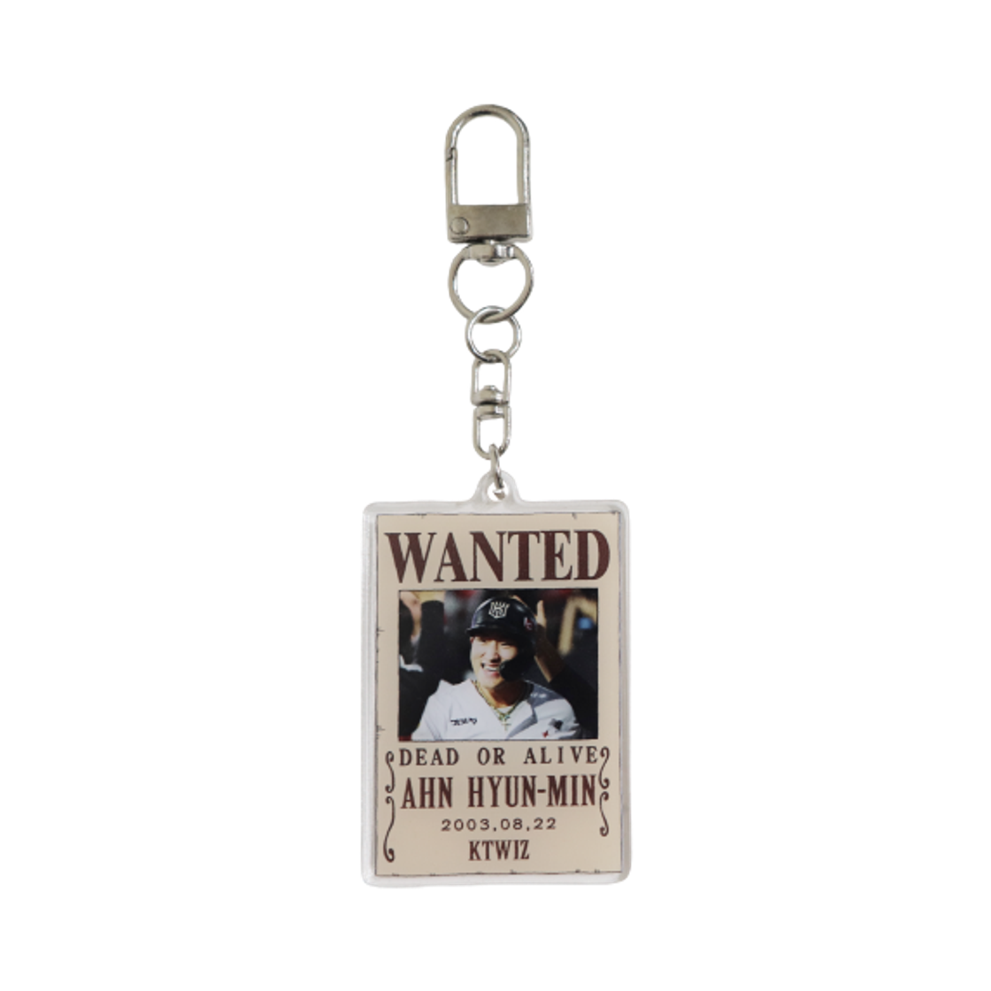 KT 위즈 x 원피스 아크릴 수배지 키링 안현민(KT Wiz x One Piece Acrylic Wanted Poster Keyring Ahn Hyun-Min)