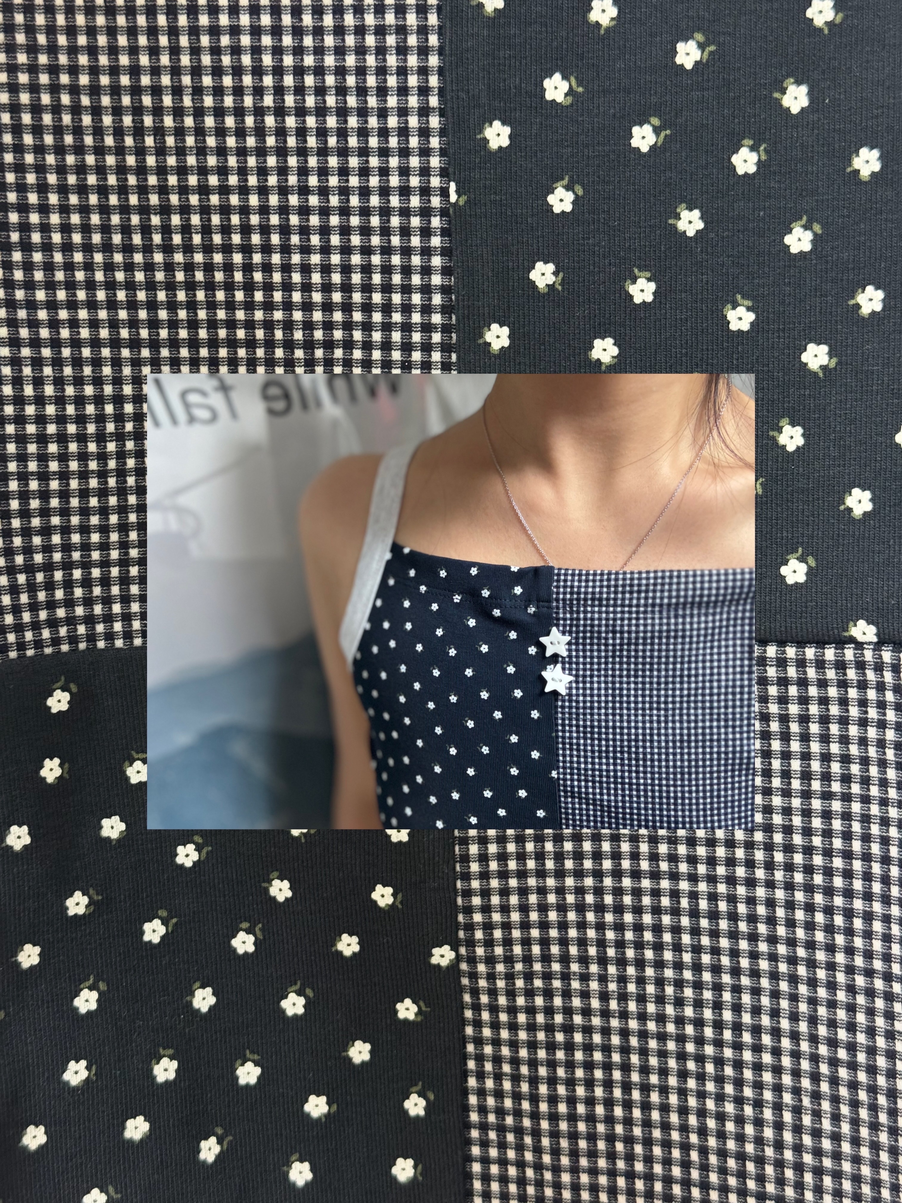 CAVISH Mix Patch Sleeveless Navy 착용 스타일 - 3