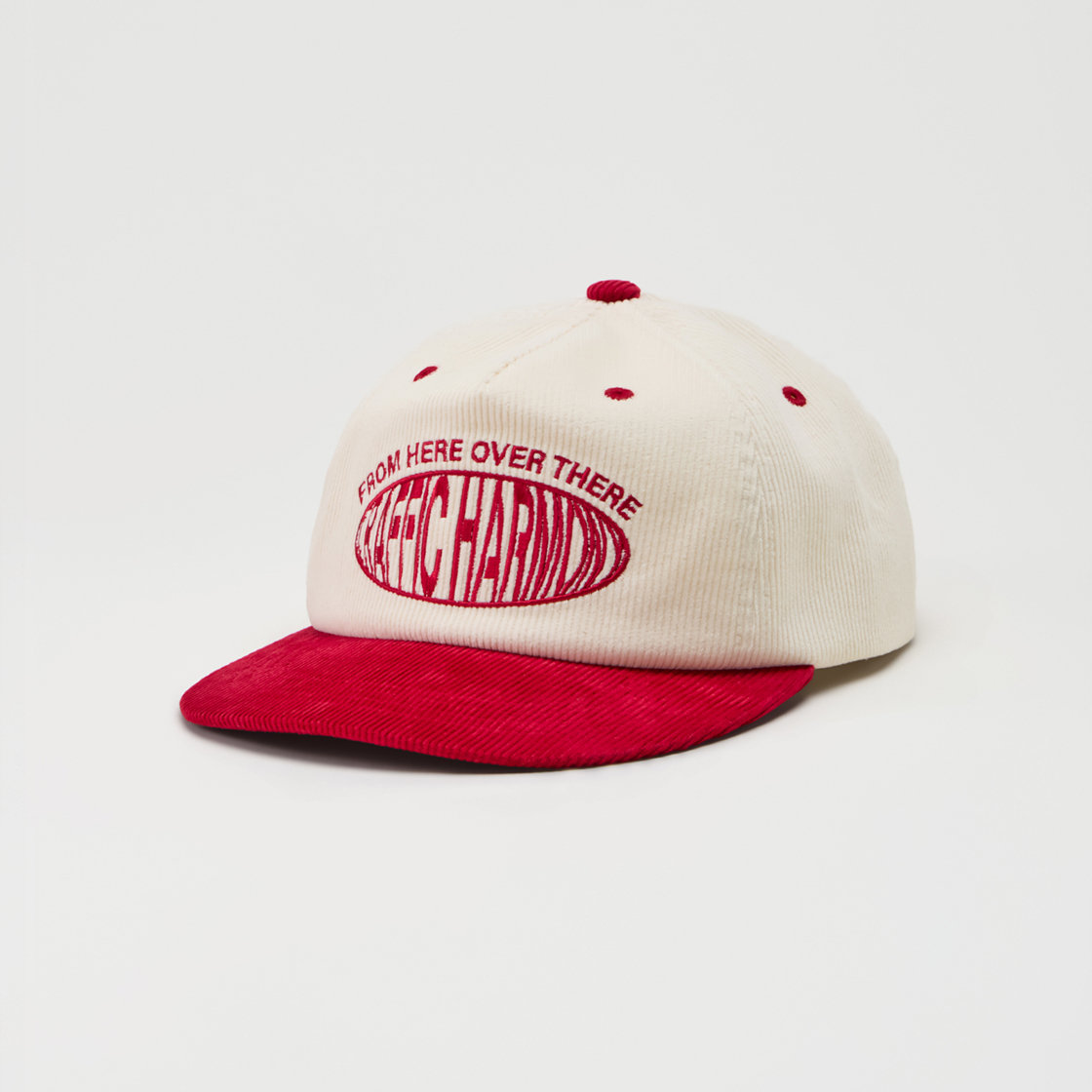 트래픽하모니 코듀로이 라운드 로고 딥핏 5패널 캡 아이보리&레드(Traffic Harmony Corduroy Round Logo Deep Fit 5-Panel Cap Ivory & Red) - 6
