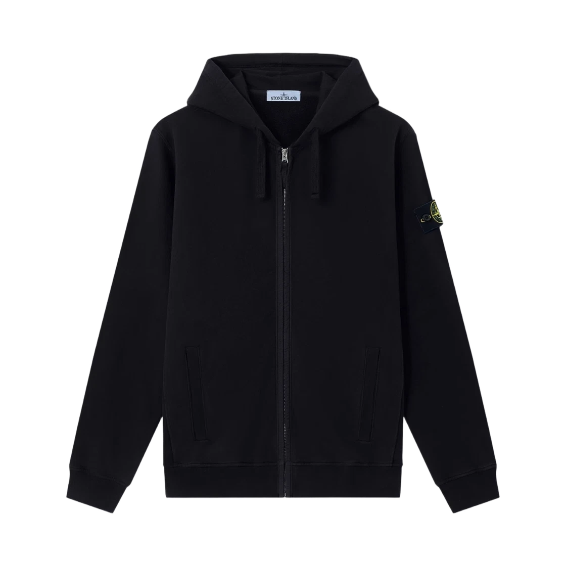 Stone Island Stone Island 6100067 Brushed Organic Cotton Fleece Regular Fit Sweatshirt with Hoode Zip and Ribbed Inserts Black - 26FW · S